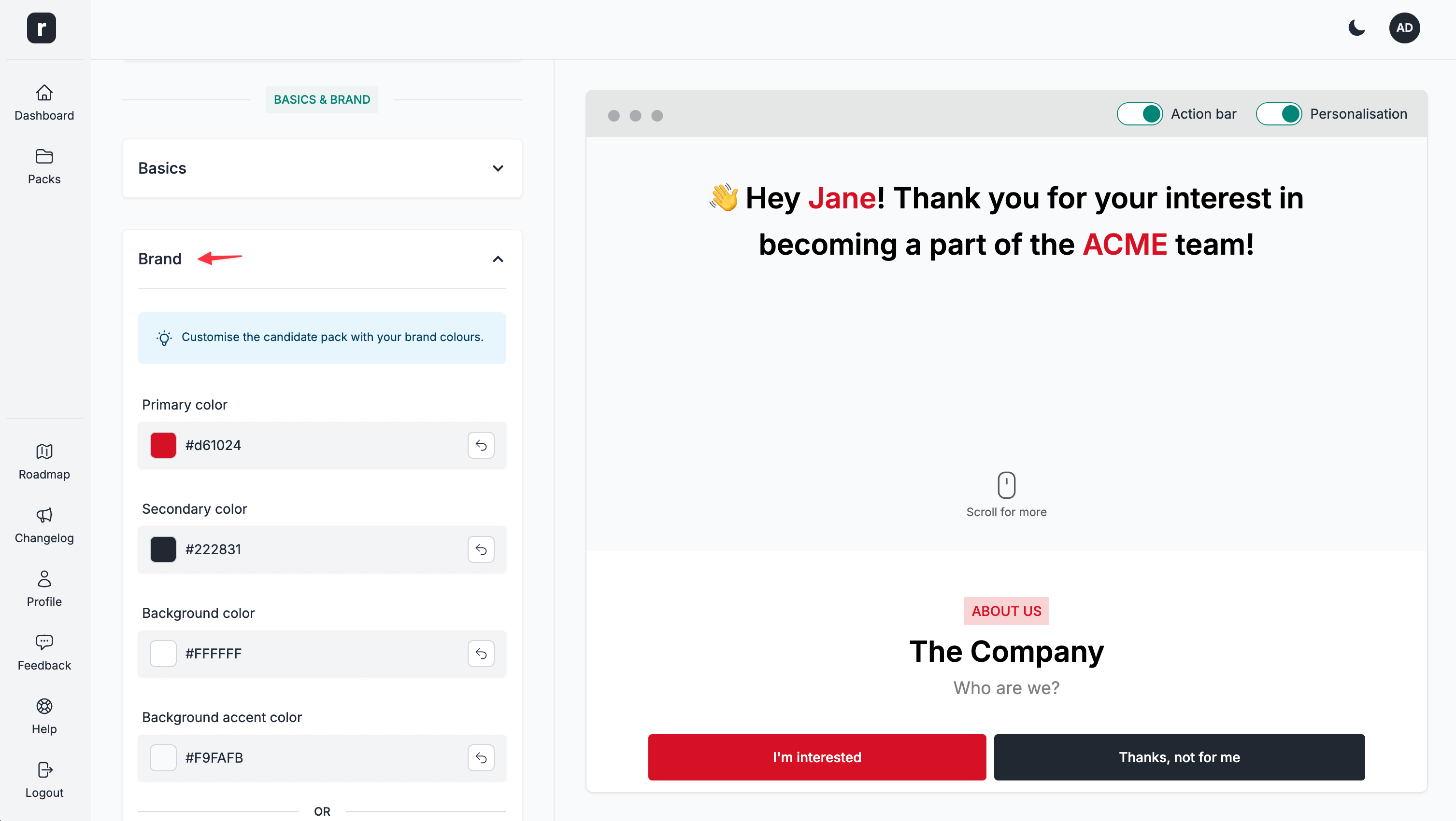 Scroll to the brand section